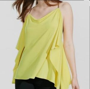 Express Yellow Asymmetrical Tiered Camisole Halter Top